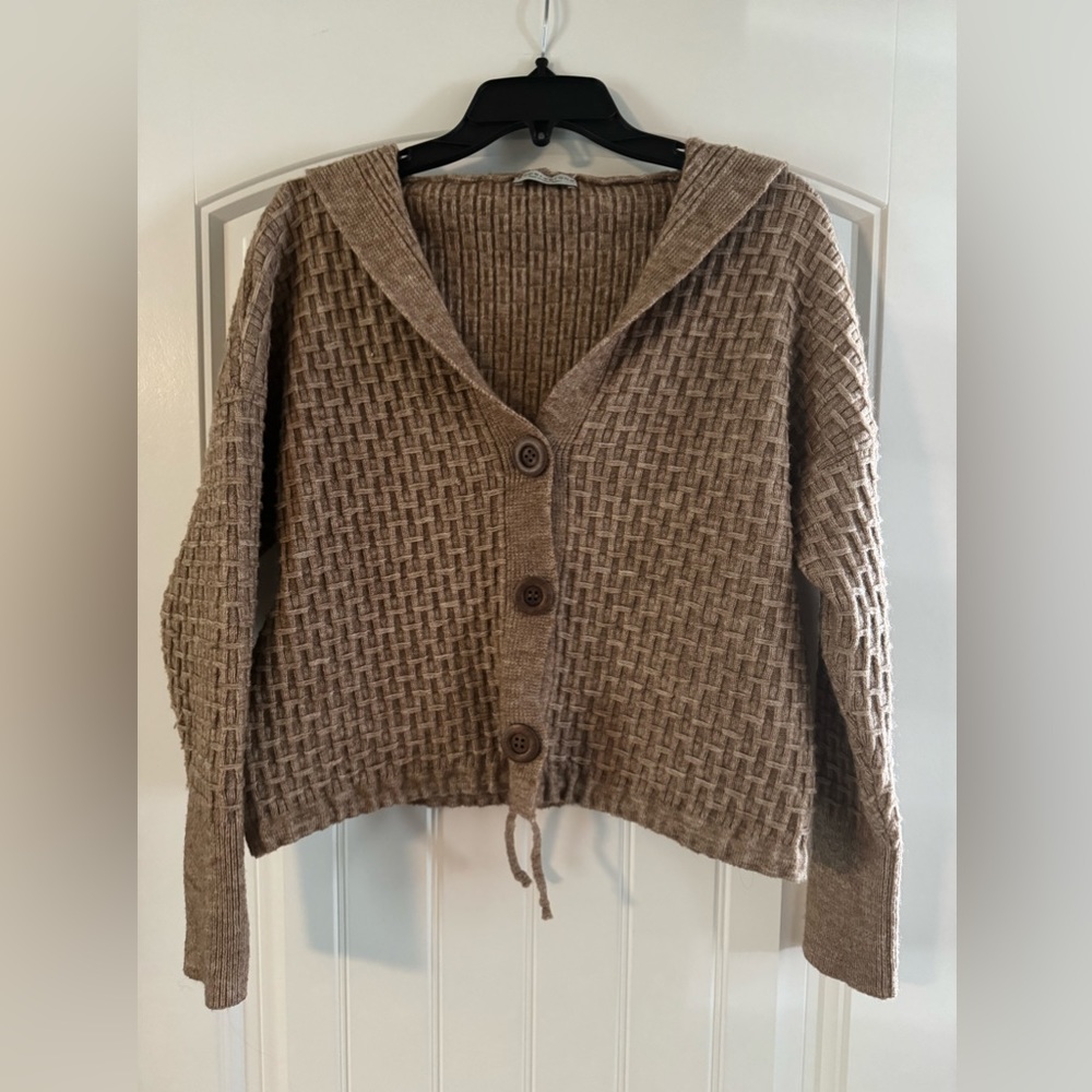 Paper Crane cropped, hooded sweater